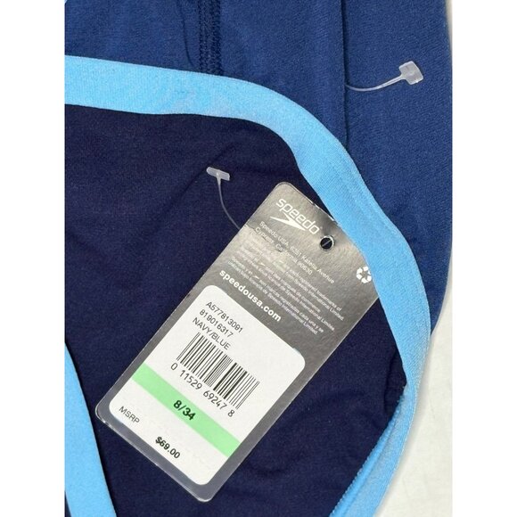 Speedo Endurance Thin Strap Swimsuit One Piece Racing Cut Flyback Blue Size 34 - Picture 6 of 7